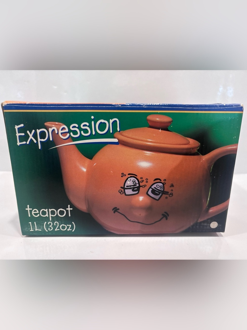 vintage expression ceramic face teapot orange 1l novelty teapot w original box